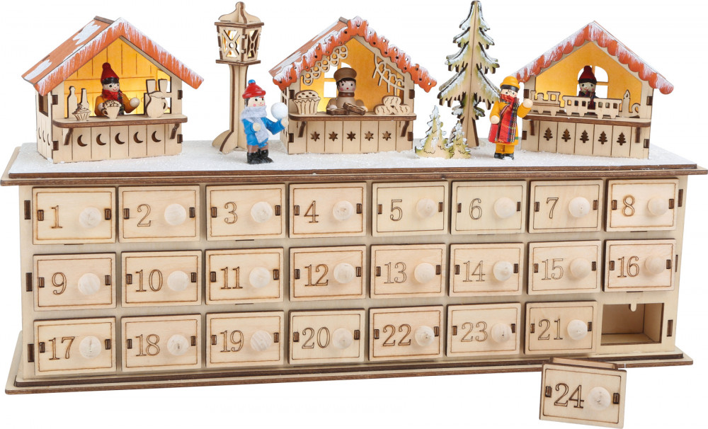 Adventný kalendár Small Foot dverený Vianočné trhy