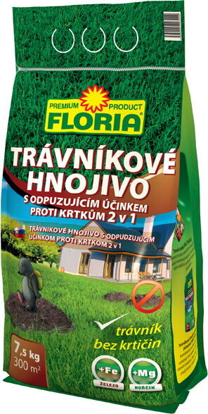 Hnojivo Agro  Floria trávnikové s odpudzujúcim úèinkom proti krtkom 7.5 kg