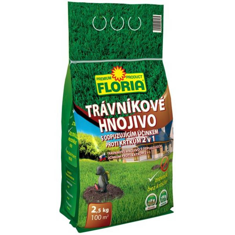 Hnojivo Agro  Floria trávníkové s odpuzujícím úèinkem proti krtkùm 2.5 kg