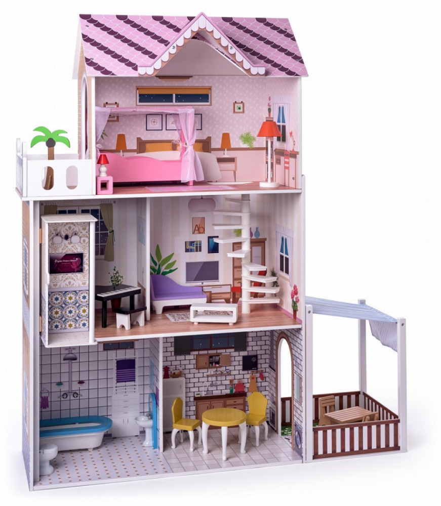 Hračka Woody ružový domček s výťahom Malibu