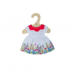 Hraka Bigjigs Toys Biele kvetinov aty s ervenm golierom pre bbiku 28 cm
