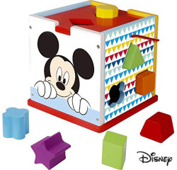 Hraèka Disney baby Mickey drevená kocka s vkladacími tvarmi