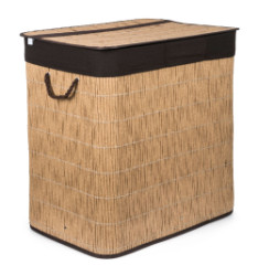 K na bielize G21 150 l s rozdeovami, imitcia ratanu s hnedm koom