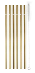 Kovov slamky G21 BeEco Classic 6 ks zlat, rovn + kefka na istenie