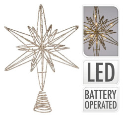 LED osvetlenie pika na stromek 20LED HVIEZDA 33cm CHAMPAGNE/ZLAT