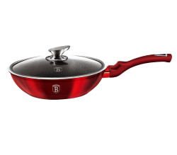 Panvica Berlingerhaus WOK s pokrievkou s mramorovm povrchom 28 cm Burgundy Metallic Line