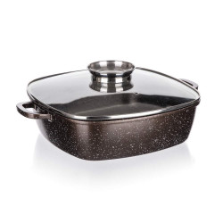 Pek Banquet s neprinavm povrchom Premium Dark Brown 28 x 28 x 8 cm, s pokrievkou s arma knobom