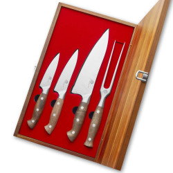 Sada noov Dellinger 3 ks + vidlika v drevenej darekovej krabici, Walnut