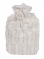 Termofor Hugo Frosch Classic s obalom z umelej kožušiny – biely s podšívkou