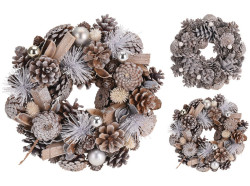 Vianon dekorcia veniec, 24 cm prrodn, mix farieb