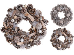 Vianon dekorcia veniec, 34 cm prrodn, mix farieb