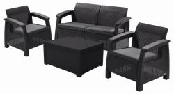 Z�hradn� n�bytok Keter Corfu box set dvojseda�ka + dve kresl� + st�l grafitov�, po�koden� obal