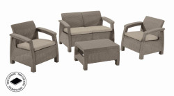 Zhradn nbytok Keter Corfu set dvojsedaka + dve kresl + stl cappuccino, pokoden obal