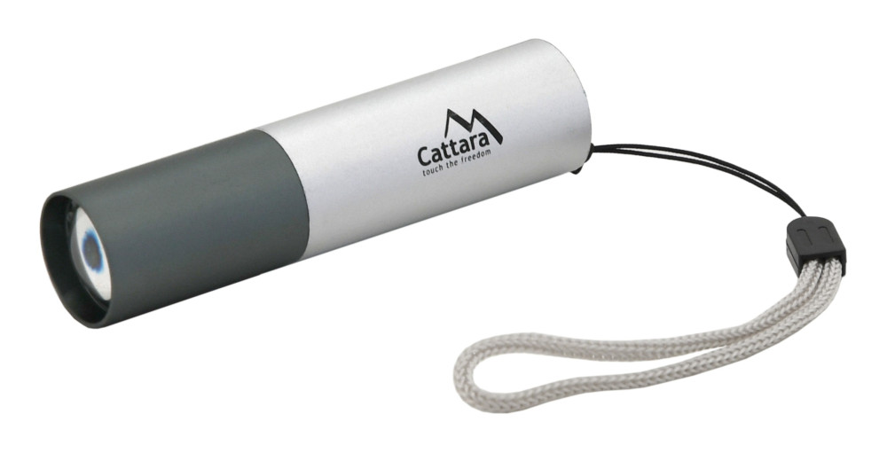 Svítilna Cattara vreckový LED 120lm ZOOM nabíjacia, strieborná